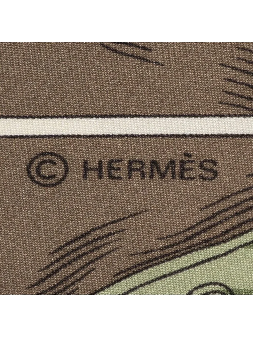Hermes Scarf Light Pink Ivory Brown Twill Silk
